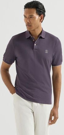 Brunello Cucinelli Cotton piqu&eacute; polo shirt with logo in Purple at Nordstrom, Size Xxx-Large