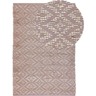 Beliani Tappeto rettangolare in cotone e iuta beige e rosa 140 x 200 cm Gerze