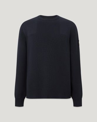 Belstaff Commander Crewneck Jumper Mens Organic Cotton Dark Ink Size 2XL