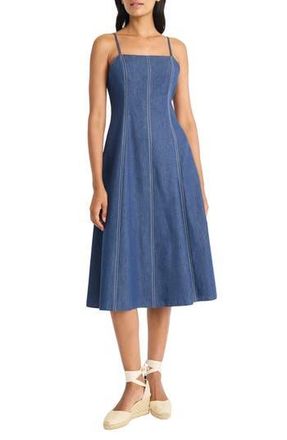 Maggy London Seam Detail Fit & Flare Midi Dress in Denim at Nordstrom Rack, Size 18 (Similar To 16W)