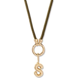 Brook & York Kai Initial Charm Necklace in Gold/Olive S at Nordstrom