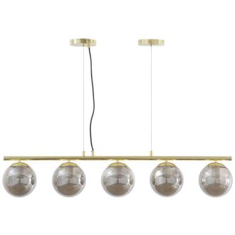 Vente-Unique Lampadario in metallo e vetro fum&eacute; lucido - 5 globi - L. 100 x H. 100 x H. 120 cm - Dorato - SOFIA