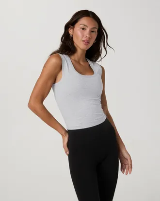 Vuori Clothing Halo Essential Scoop Tank Top | Pale Grey Heather | XS, Size Extra Small