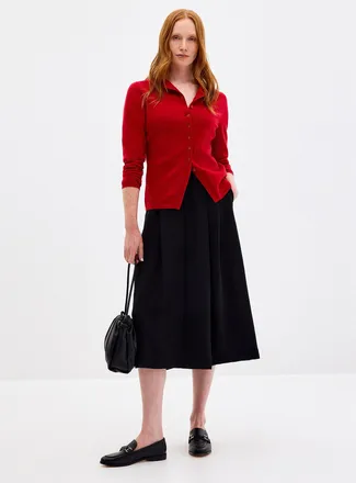 Contemporaine Womens Flared textured crepe pleated skirt