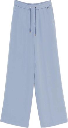 Herno Drawstring Palazzo Broek - Dames - Wijde Broeken - Blauw - M - Polyester - Broeken