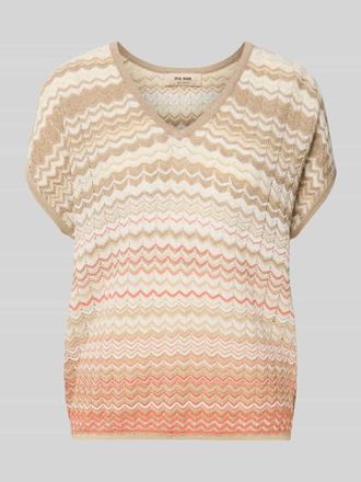 Mos Mosh Strickshirt mit V-Ausschnitt und Kapp&auml;rmeln Modell Shani in Offwhite, Gr&ouml;&szlig;e XL