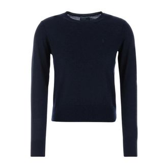 Polo Ralph Lauren Round-neck Knitwear, female, Blue, Size: XS Wool Sweater