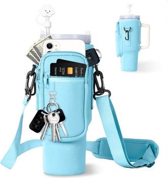 OEM Adecuado Para Portabotellas Con Bolsillo Para Tel&eacute;fono Para Vasos Stanley De 40 Oz, Soporte Neopreno Botella Agua Pajita Mosquet&oacute;n Vasos Stanley
