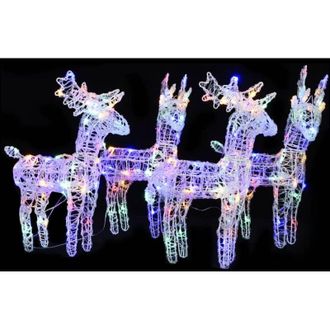 vidaXL Renos De Navidad 4 Unidades 160 Led Acr&iacute;lico Multicolor Vidaxl