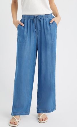 Beach Lunch Lounge Isabeli Chambray Drawstring Pants in Blue Wash at Nordstrom, Size X-Small