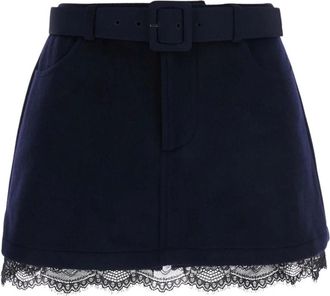 Self Portrait Falda pantal&oacute;n de encaje de lana - Shorts - Mujer - Azul - XS