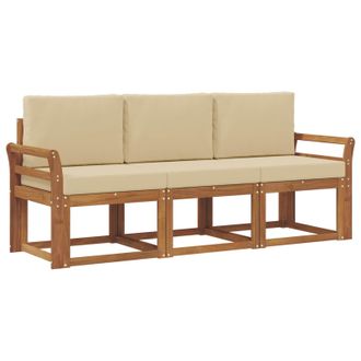 vidaXL Conjunto De Sof&aacute;s De Exterior Con Coj&iacute;n 3 Pcs Natural Y Beige Vidaxl