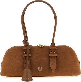 Pinko Brown Cowhide Shoulder Womens Bag