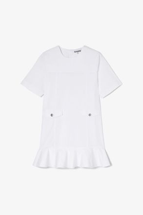 Ganni White Stretch Cotton Mini Dress - Size 36 Organic
