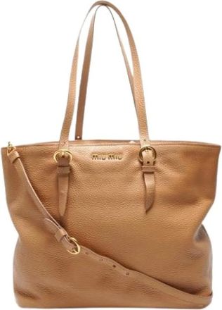 Miu Miu Pre-owned Tote Bags, female, Beige, Size: ONE SIZE Pre-owned Fabric Shoulder Bag