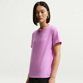 Nike Womens Nike Sportswear Club Essentials T-Shirt in Purple | DX7902-504