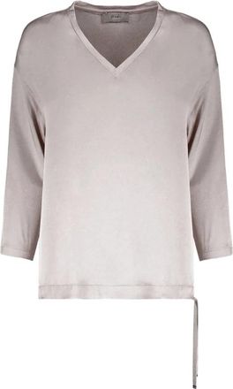 Herno V-neck Top - Dames - Longsleeves - Grijs - M - Tops
