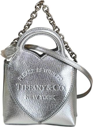 Tiffany & Co. Silver Leather Shoulder Bag Tote Bag (Pre-Owned)