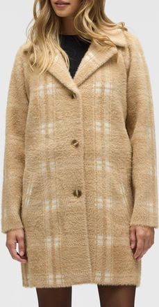 NVLT Eyelash Longline Sweater Coat in Camel Plaid at Nordstrom, Size Medium