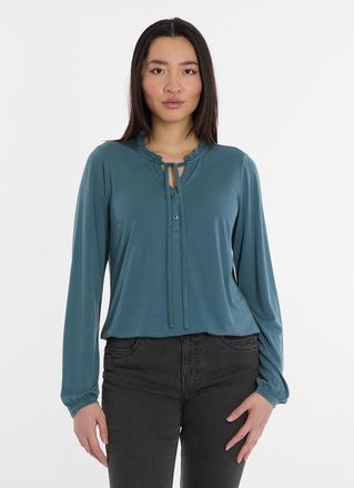 Ragwear Langarmshirt RAGWEAR ONELIA, Damen, Gr. XS, gr&uuml;n (ocean gr&uuml;n), Jersey, Obermaterial: 68% Modal, 32% Polyester, unifarben, figurumspielend h&uuml;ftlang, Ru