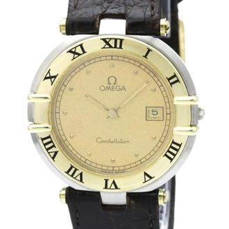 Omega Pre-owned Constellation 196.0360 Polshorloge - Heren - Pre-owned - Geel - Maat: ONE Size Leer