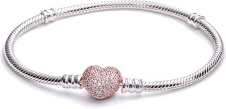 Pandora Rose Pave Heart Clasp Sterling Silver Bracelet