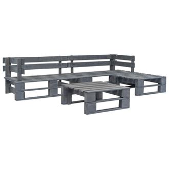vidaXL Set De Muebles De Pal&eacute;s Para Jard&iacute;n 4 Piezas Madera Gris Vidaxl