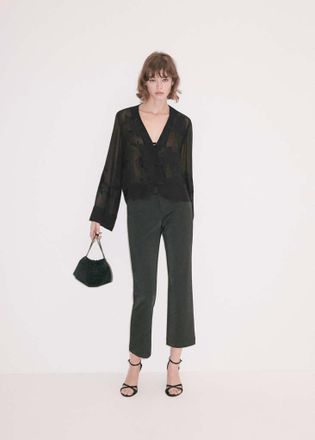 Mango Blusa ricamata con motivi floreali e alamari nero - Donna - S - MANGO