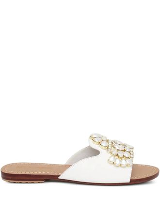 Mystique crystal-embellished leather sandals - White