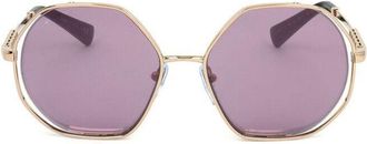 Bulgari Ladies Rose Gold Tone Geometric Sunglasses 0BV6144KB-395/AK-2