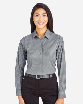 Devon & Jones Womens CrownLux PerformanceTonal Mini Check Woven Dress Shirt
