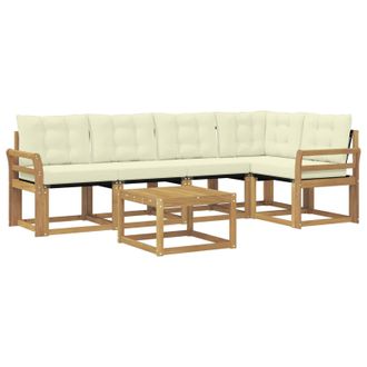 vidaXL Conjunto De Sof&aacute;s De Exterior Con Coj&iacute;n 6 Pcs Blanco Y Crema Vidaxl