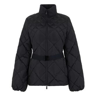 Moncler Winter Jackets, female, Black, Size: S Quilted Jacket with Belt