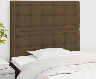vidaXL Cabeceros 2 Unidades De Tela Marr&oacute;n Oscuro 80x5x78/88 Cm Vidaxl