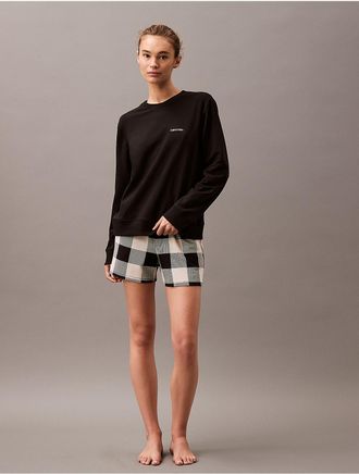 Calvin Klein Womens Modern Cotton Holiday Sleep Shorts - Black - XL