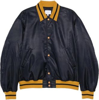Rhude Logo-patch Jas met gestreepte boorden - Heren - Bomber jackets - Blauw - M - Polyester - Jassen