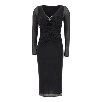 Blumarine Sheer Midi Jurk - Dames - Casual kleedjes - Zwart - S - Kleedjes