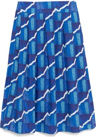 agnès b. graphic-print skirt - women - Cotton - 36 - Blue