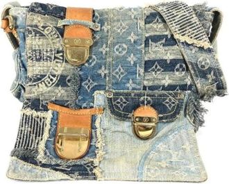 Louis Vuitton Vintage, unisex, Blauw, ONE Size, Denim, Pre-owned Denim Cross Body Bag