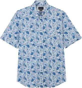 Eden Park Shirts - Heren - Korte mouwen Overhemden - Blauw - S - Katoen - Overhemden