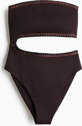 H&M Wattierter Bandeau-Badeanzug mit High Leg - Brown