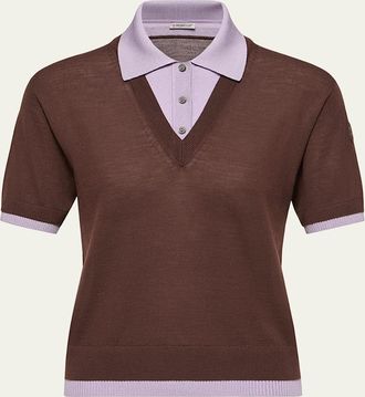 Moncler Short-Sleeve Layered Polo Sweater