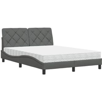 vidaXL Cama Con Colch&oacute;n Tela Gris Oscuro 120x200 Cm Vidaxl