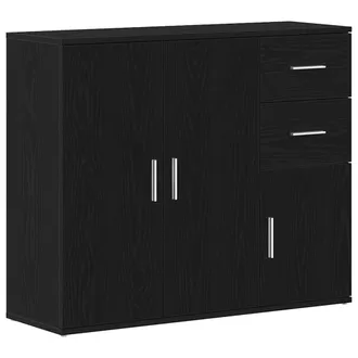 vidaXL Credenza Rovere Nero 91x29,5x75 Cm In Legno Multistrato - Vidaxl