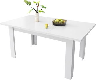 STILVORA Mesa De Comedor En Mdf Con Almacenamiento Oculto Y Tablero Abatible - 120&times;70&times;75 Cm, Blanco