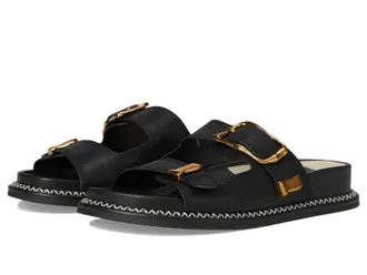 Dolce Vita Sevana Sandals Womens Black Leather Slip On Slide ZOGG3289