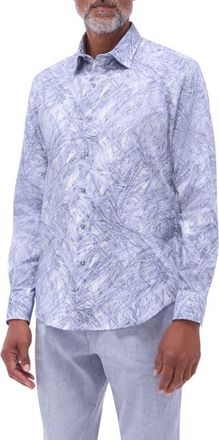 Bugatchi Julian Shaped Fit Stretch Cotton Button-Up Shirt in Cobalt at Nordstrom, Size Xx-Large