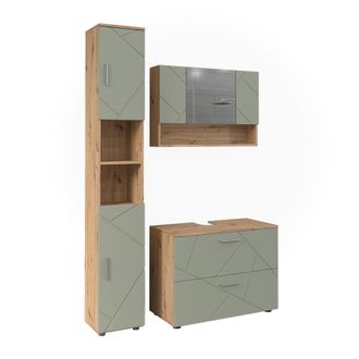 Vicco Juego De Muebles De Ba&ntilde;o De 3 Piezas Irma, Verde Salvia, 3 Partes, Vicco