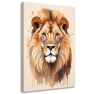 Feeby Cuadro Sobre Lienzo, Retrato De Le&oacute;n Animales Africanos Naturaleza, 70x100
