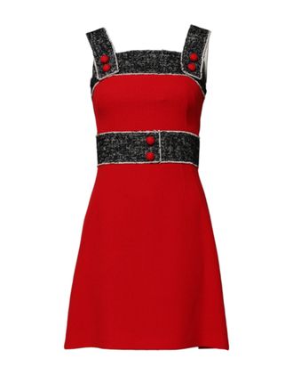 Dolce & Gabbana Womens Red Wool Sleeveless A-Line Flared Mini Dress
